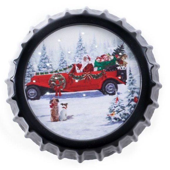 Light up Metal Bottle Cap Santa Picture - Picture 2 of 4